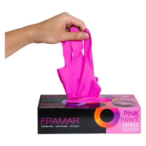 [114108] Framar Nitril Handschoenen Pink Paws Small 100st 